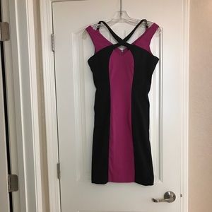 Hot pink and black form fitting dress